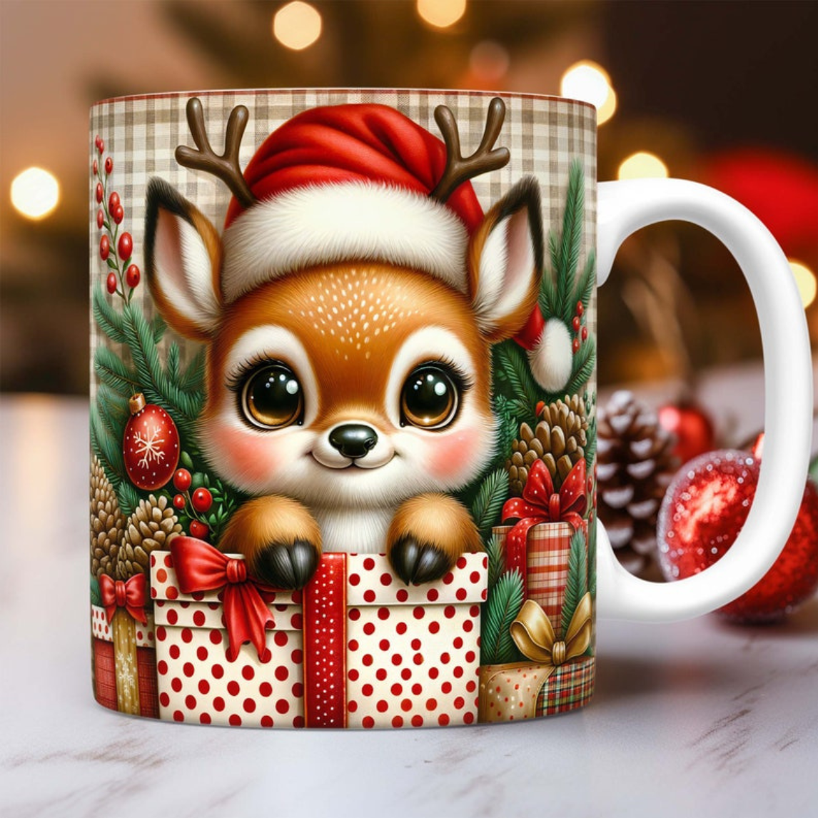 Mug Renne de Noël  Personnalisable