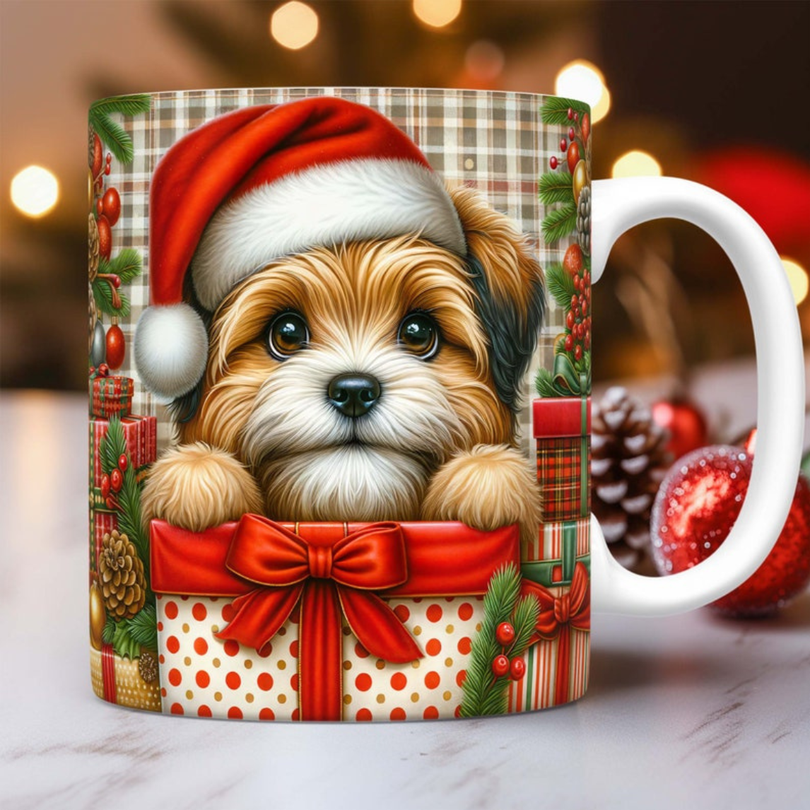 Mug Chiot de Noël  Personnalisable