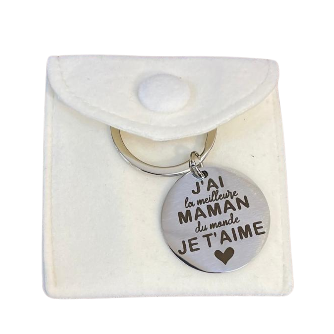 Porte-clés en acier inoxydable gravé "J'ai la meilleure maman du monde" – Le Cadeau Parfait pour une Maman Inoubliable