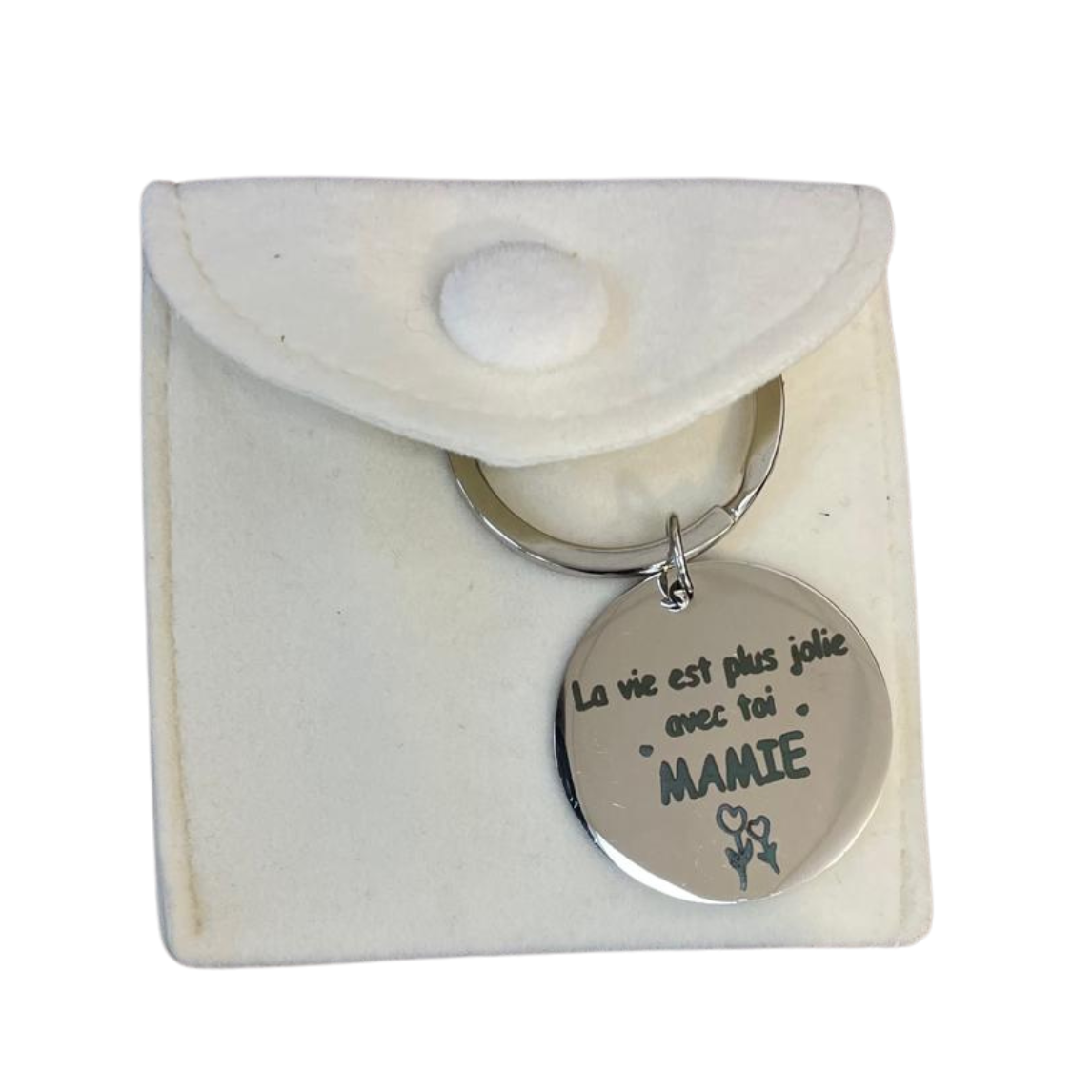 Porte clés"la vie est plus jolie avec toi mamie"