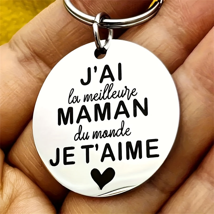 Porte-clés en acier inoxydable gravé "J'ai la meilleure maman du monde" – Le Cadeau Parfait pour une Maman Inoubliable