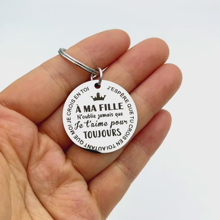 Porte-clés "À ma fille, je t'aime pour toujours" – Un Cadeau Éternel et Rempli d'Amour