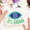 Sac à Cosmétiques Imprimé Karma Eye en Toile pour Femmes - Trousse de Maquillage Légère à Fermeture Éclair