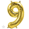 Ballon Chiffre 9 doré 66cm