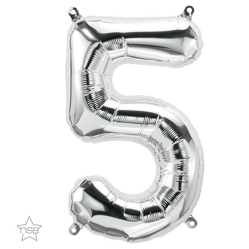 Ballon Chiffre 5 argent 66cm