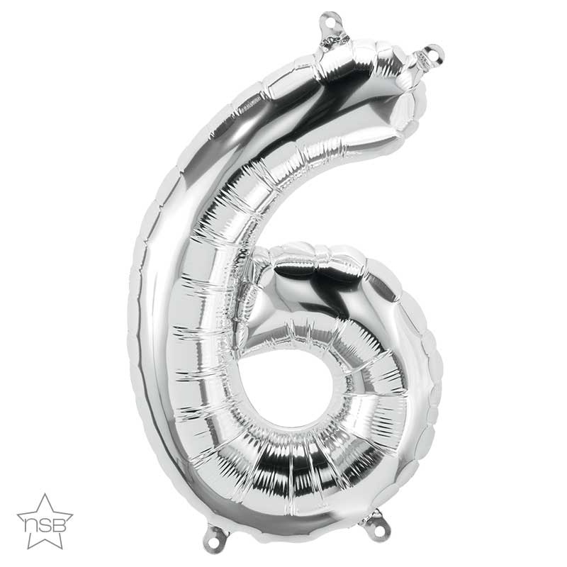 Ballon Chiffre 6 argent 66cm